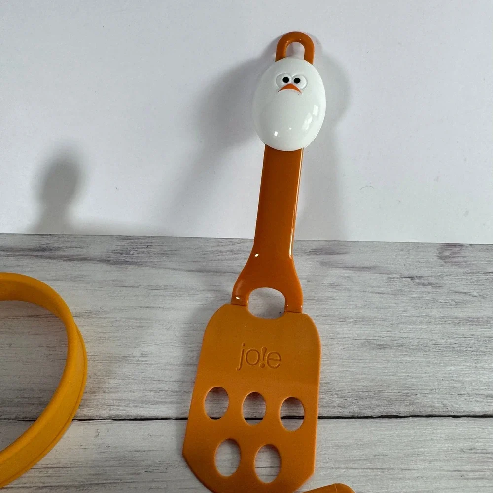 Joie MSC Eggy Kitchen Tool Set Orange Silicone Spatula Tongs Egg Ring Lot of 3